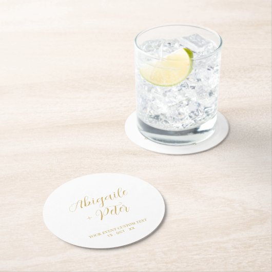 Modern Lettering Couples Name Party Event Runder Pappuntersetzer (Vor Ort)
