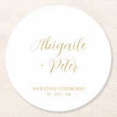 Modern Lettering Couples Name Party Event Runder Pappuntersetzer (Vorderseite)