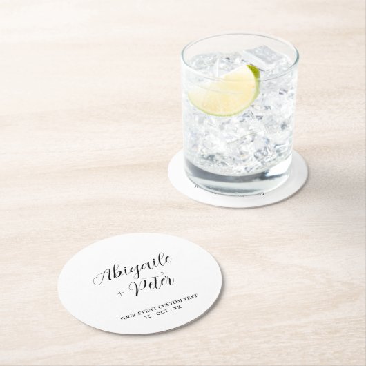Modern Lettering Couples Name Party Event Runder Pappuntersetzer (Vor Ort)