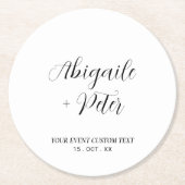 Modern Lettering Couples Name Party Event Runder Pappuntersetzer (Vorderseite)