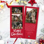 Modern Lettering Five Slim Foto Frohe Weihnachten<br><div class="desc">Die moderne Lettering Five Slim Foto Merry Christmas Holiday Card verfügt über vier Fotos auf der Vorderseite und ein weiteres Foto auf der Rückseite mit Platz für Ihre längere Nachricht.</div>