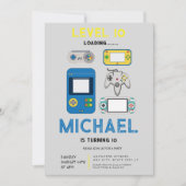 Modern level 10 Video Game Birthday Party Einladung (Vorderseite)