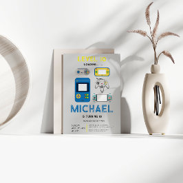 Modern level 10 Video Game Birthday Party  Einladung