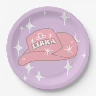 Modern Libra Zodiac Cowgirl Hat Lilac Party Pappteller