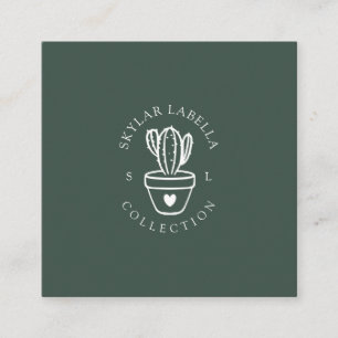 Modern Liebe Cactus Pflanze Line-Art Logo und Mono Quadratische Visitenkarte