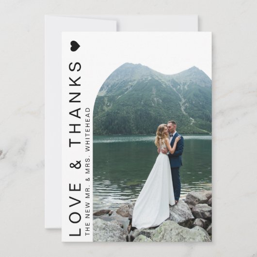 Modern Liebe Foto Arch Weiß Dankeschön Karte (Vorderseite)