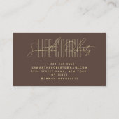 Modern life coach typography script brown visitenkarte (Rückseite)