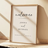 Modern Light Beige Script Wedding Welcome Poster