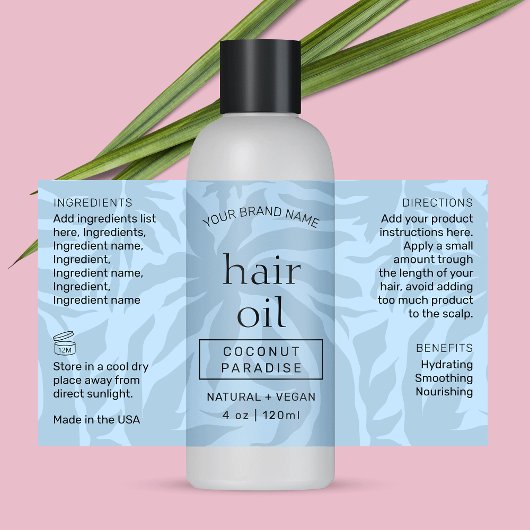 Modern Light Blue 4 OZ Flasche Umrandung Etikett Rechteckiger Aufkleber