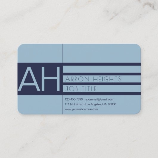 Modern Light Blue & Blue Visitenkarte (Vorderseite)