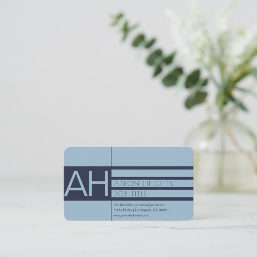 Modern Light Blue & Blue Visitenkarte (Stehend Vorderseite)