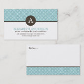 Modern Light Blue Circles Muster Monogram Telefonnummerkarte (Vorne/Hinten)