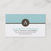 Modern Light Blue Circles Muster Monogram Telefonnummerkarte (Vorderseite)