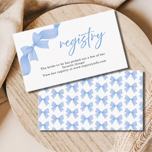 Modern Light Blue Coquette Bow Registry  Begleitkarte
