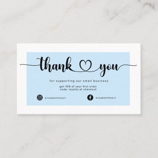Modern Light Blue Danke Business Card Visitenkarte (Vorderseite)