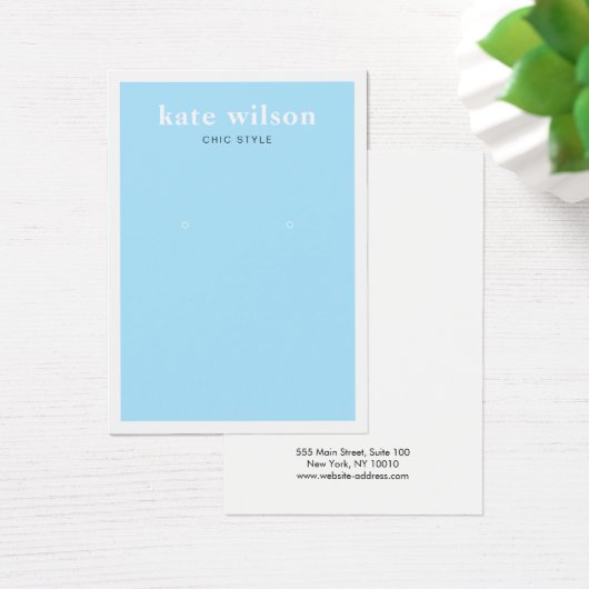 Modern Light BLue Earring Display Card (Schreibtisch)