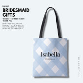 Modern Light Blue Gingham Karo Bridesmaid Bag Tasche