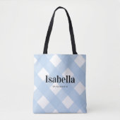 Modern Light Blue Gingham Karo Bridesmaid Bag Tasche (Vorderseite)