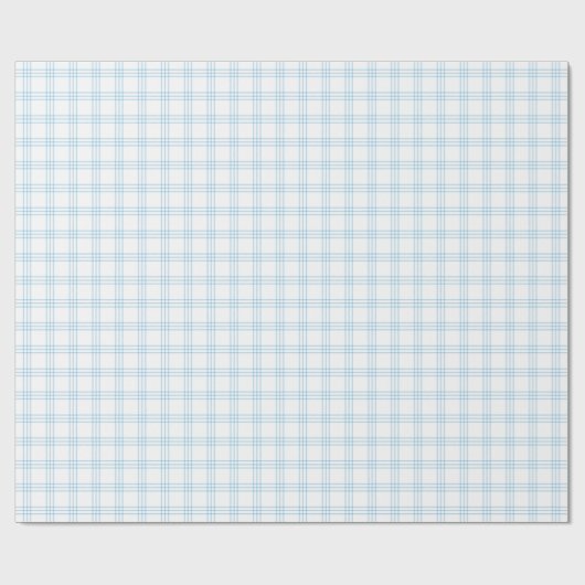 Modern Light Blue Kariert Wrapping Paper Geschenkpapier (Flach)