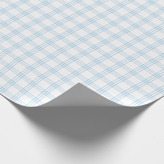 Modern Light Blue Kariert Wrapping Paper Geschenkpapier (Ecke)