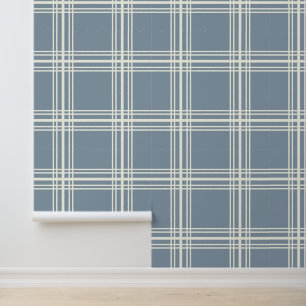 Modern Light Blue mit Elfenbeingitter-Linien Tapete