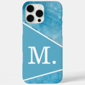 Modern Light Blue Monogram Case-Mate iPhone Hülle (Rückseite)