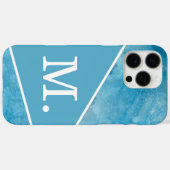 Modern Light Blue Monogram Case-Mate iPhone Hülle (Rückseite (Horizontal))