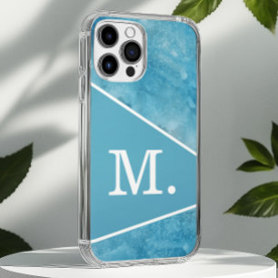 Modern Light Blue Monogram iPhone 16 Pro Max Hülle