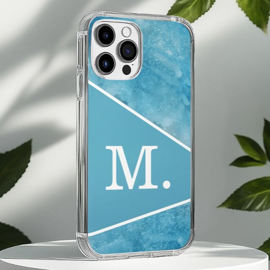 Modern Light Blue Monogram Case-Mate iPhone Hülle