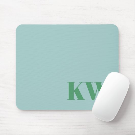 Modern Light Blue Monogram Initials Personalized Mousepad (Mit Mouse)