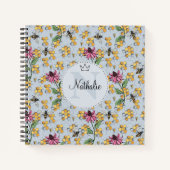 Modern Light Blue Queen Bee & Blume Feminine Notizblock (Vorderseite)