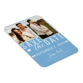 Modern Light Blue Save the Date 2 Foto Wedding Magnet (Rechte Seite)
