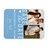 Modern Light Blue Save the Date 2 Foto Wedding Magnet (Horizontal)