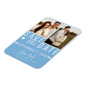Modern Light Blue Save the Date 2 Foto Wedding Magnet (Linke Seite)