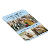 Modern Light Blue Save the Date Hochzeit 3 Fotos Magnet (Rechte Seite)
