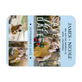 Modern Light Blue Save the Date Hochzeit 3 Fotos Magnet (Horizontal)