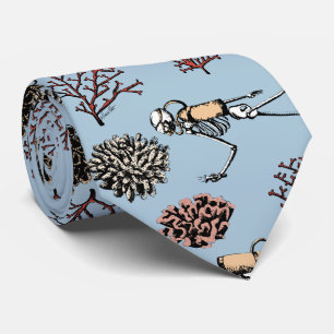 Modern Light Blue Skelett Scuba Divers Necktie Krawatte