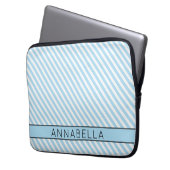 Modern Light Blue Streifen Laptopschutzhülle (Vorderseite Links)