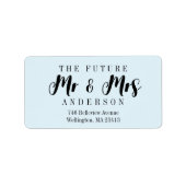 Modern Light Blue The Future Mr. und Mrs. Script Adressaufkleber (Vorne)