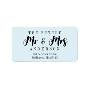 Modern Light Blue The Future Mr. und Mrs. Script Adressaufkleber