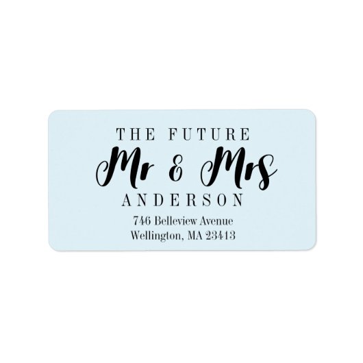 Modern Light Blue The Future Mr. und Mrs. Script Adressaufkleber (Vorne)