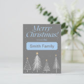 Modern Light Blue und Dark Gray Frohe Weihnachten (Stehend Vorderseite)