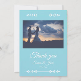 Modern Light Blue & White Flat Thank You Card Dankeskarte