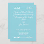 Modern Light Blue & White Wedding invitation Einladung (Vorne/Hinten)
