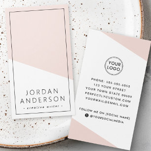 Modern light blush pink geometric business card