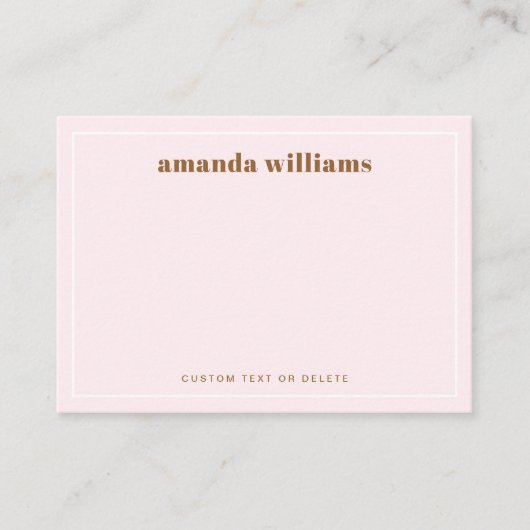 Modern light blush pink name & text mini notecard visitenkarte (Vorderseite)