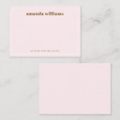 Modern light blush pink name & text mini notecard visitenkarte (Vorne/Hinten)