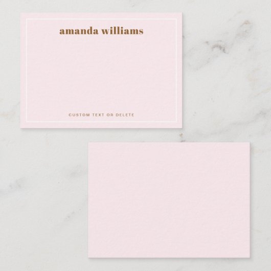 Modern light blush pink name & text mini notecard visitenkarte (Vorne/Hinten)