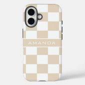 Modern Light Brown Checkered Personalized  Case-Mate iPhone Hülle (Rückseite)
