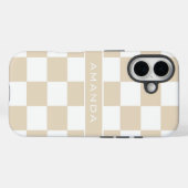 Modern Light Brown Checkered Personalized  Case-Mate iPhone Hülle (Rückseite (Horizontal))
